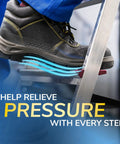 All Day Work Insoles With Massaging Gel For Women One Pair Trim To Fit inside work boots on a ladder showing arch support