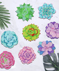 Image of Succulent Diamond Art Coaster Set With Holder And Cork Bases, 8 Piece Flower Diamond Painting Coaster Kit For Beginners And Adults.