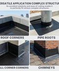 Heavy Duty Epdm Rubber Roofing Roll With Self Adhesive Backing For A Rock Solid Waterproof Seal Measuring 39 Inches By 16 Feet used at roof corners, pipe roots, wall corners, and chimneys.