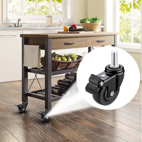 Badass Heavy Duty Swivel Caster Wheels With Parking Brakes And M6x15 Threaded Stems For Gnarly Desk Furniture And Sick Cart Build Repairs 4 Pack under a kitchen table.