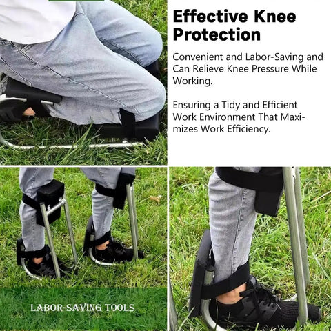 Gardening Knee Seat Strap On Kneeling Stool For Yard Work And Farm Tasks, Ergonomic Garden Stool With Back Support, shown in use