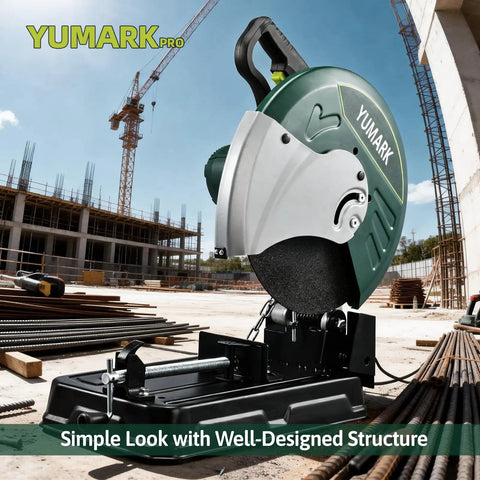 Powerful 2400W 3800RPM Chop Saw With 14 Inch Blade 45 Degree Adjustable Metal Cutting Angles For Rebar Angle Iron