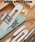Chisel Sharpening Jig With Lightweight All Metal Honing Guide System, Adjustable Angle Gauge And Fixture on wood table