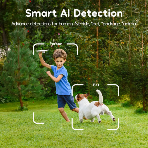 Outdoor Security Camera 2K HD With 360 Degree Coverage And 4 Spotlight LEDs, detects person and pet in yard