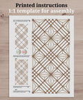 Instruction template for Kumiko DIY Kit With Kakuasa No Ha Pattern Ready To Assemble Wall Art, 154 Wood Pieces