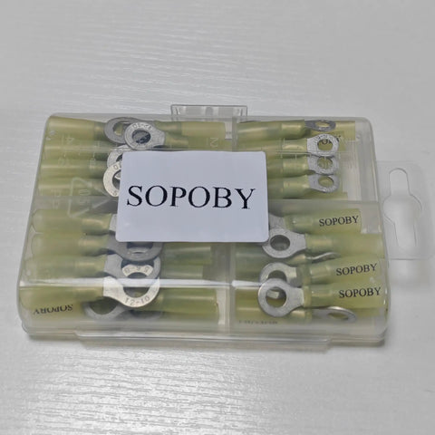 Pro Grade Heat Shrink Wire Connectors Kit With Tinned Red Copper Waterproof Crimp Terminals in plastic case