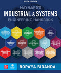 Front cover of Maynard's Industrial and Systems Engineering Handbook, Sixth Edition book with a blue background and colorful hex tiles.