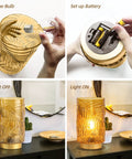 Cordless Battery Operated LED Glass Lamp With Timer Yellow Table Centerpiece setup and glow stages