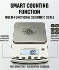 Top Notch 5000G Lab Scale With 0.01G Readability And Calibration Weights displaying screws on platform