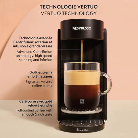 Vertuo Up Coffee And Espresso Maker With Aeroccino Milk Frother By Breville, Six Cup Sizes From 5 To 18 Oz For Coffees And Espressos