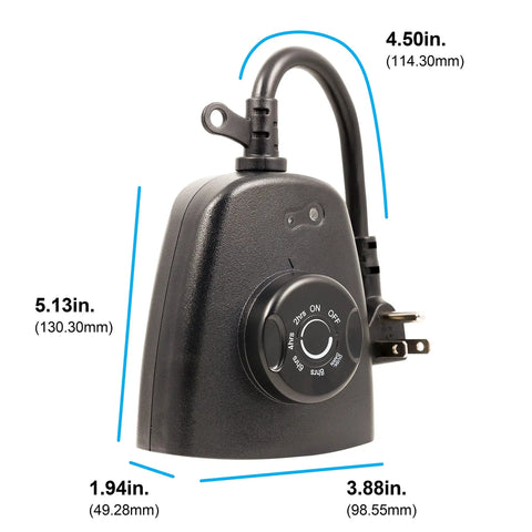 Straight Up Slick Outdoor Light Timer With Photocell Dusk To Dawn Sensor And Triple Grounded Outlet dimensions and design