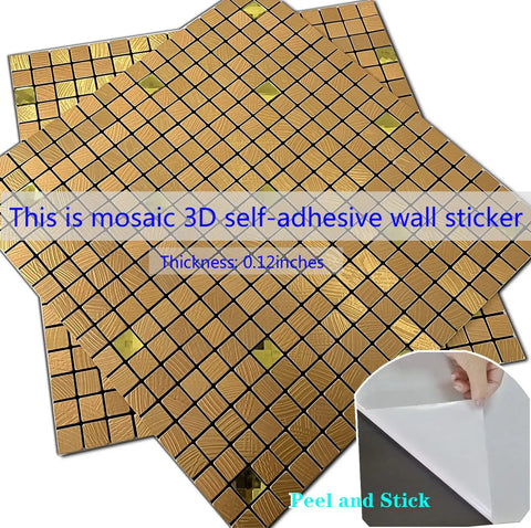 Peel And Stick Metal Backsplash Tiles 12x12 Inches Aluminum Mosaic Pack Of 10 Golden Diamond Self Adhesive Easy Install