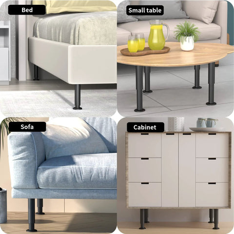 Kick Your Wobbly Sofa Bed Or Table Aside And Install These Rock Solid Heavy Duty Metal Adjustable Legs To Level Uneven Floors Instantly Sturdy Steel Four Pack on bed, sofa, small table, and cabinet.
