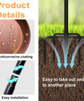 Product details of Vintage Outdoor Metal Bird Bath With Free Standing Stake And Detachable Feeder Bowl In Antique Bronze Finish Upgraded Five Pronged Base For Yard Patio Garden Decor Patio Ready Built To Last Weatherproof For Birds showing anticorrosive coating and easy installation features.
