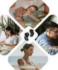 Ultra Soft Sleep Ear Plugs For Quiet Nights And Restful Sleep shown for sleep, work, reading, and meditation use