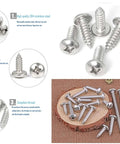 600 Piece Self Tapping Sheet Metal Screw Kit In 12 Sizes M2 M2.2 M2.6 M3 Pan Head 304 Stainless Steel Silver Finish Pro Grade displayed