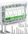 680 Piece Stainless Wood And Sheet Metal Screw Kit With Pan Head Self Tapping Screws 304 Stainless Steel 18 Sizes From One Quarter Inch To One And One Half Inch Heavy Duty Fasteners For Wood Metal And Diy Projects, clear organizer case