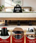 Heavy Duty Adjustable Bed Support Legs 4 Pack 8.4 To 13.5 Inches Holds 4400 Pounds Each under a mattress providing strong bottom support.
