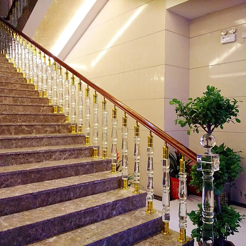 Heavy Duty Clear Acrylic Railing Posts And Balustrade Spindles For Decks Patios And Pools With Ground Mount Screw Kits on staircase