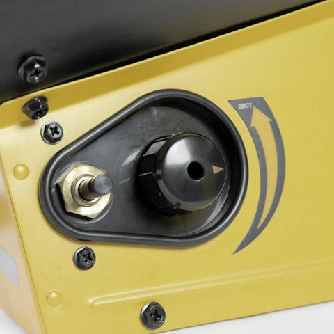 Control panel detail of Heavy Duty Forced Air Propane Heater 90000 BTU With Quiet Burner Technology, showing adjustable settings.