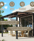 8x10 Foot Wall Mounted Gazebo Pergola For Patio Deck Backyard Heavy Duty Outdoor Shelter With Sloped Roof Black On Clearance