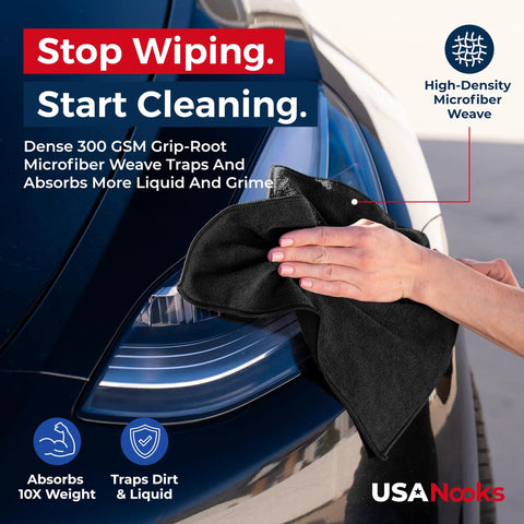 Ultra Absorbent Microfiber Cleaning Cloth 12.5x12.5 Inches, 300 GSM, wiping car headlight