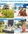 Outdoor Patio Standing Misting System Beats The Heat 5.3Ft Tall With 4 Adjustable Nozzles Easy Install Near Pool And Grill Area