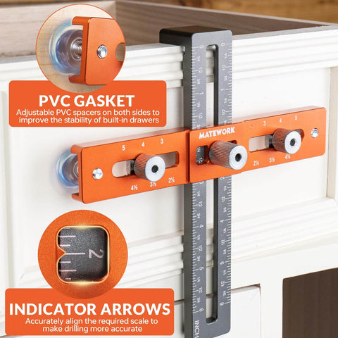 All In One Cabinet Handle Jig With Adjustable Knob And Precision Drill Guide for drawers and cupboards, hollow window alignment.