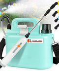 1.6 Gallon Backpack Sprayer For Lawn And Garden, Battery Powered Weed Sprayer With Three Nozzles, shown with blue tank