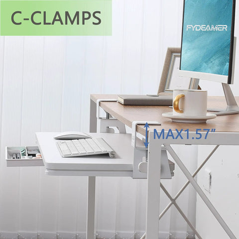 Under Desk Keyboard Tray With Clamp On Mount 19.7 By 11.81 Inches Space Saving Pull Out Keyboard Drawer For Home Office