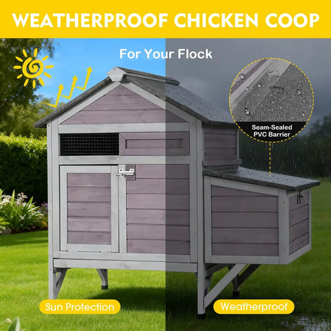 Wooden Chicken Coop For Two Chickens With Expandable Run Nesting Box And Pull Out Tray Outdoor Hen And Duck Shelter