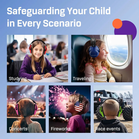 Kids Hearing Protection Ear Muffs With 31 dB Noise Reduction At 2 KHz Kid Friendly Comfy Over Ear Design For Ages 3 To 12 Noise Cancelling Earmuffs For School Home And Loud Events Durable ABS PVC POM Materials