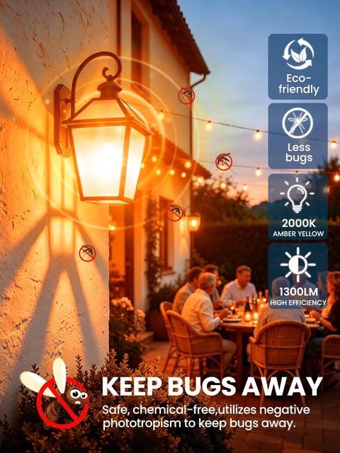 Outdoor PAR38 LED Bug Lights Amber Yellow E26 Base 150 Watt Equivalent Repels Insects Chemical Free Patio Bulb Keep Gnats At Bay All Summer Long Blast Away Mosquitoes On Your Deck Actually Works For Super Chill Vibes And Cool Sleep