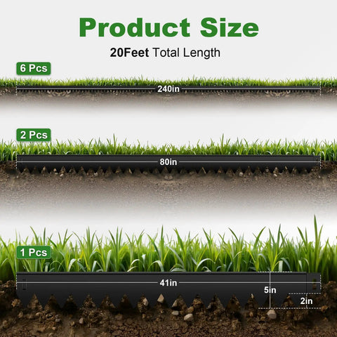 Heavy Duty Black Steel Landscape Edging Kit 20 Foot 6 Pack With Gloves 5 Inch Heavy Gauge Rounded Edge Metal Border.