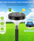 Close-up of Lit Ultra Bright Solar Pathway Lights Eight Pack With Remote Color Changing and Warm White Modes showing solar panel.