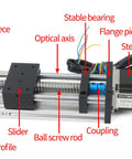 Pro Grade 100mm CNC Linear Stage Actuator With Dual Optical Axis Rails And 1605 Ball Screw Heavy Duty Linear Motion Rail Guide With Nema23 Stepper Motor.