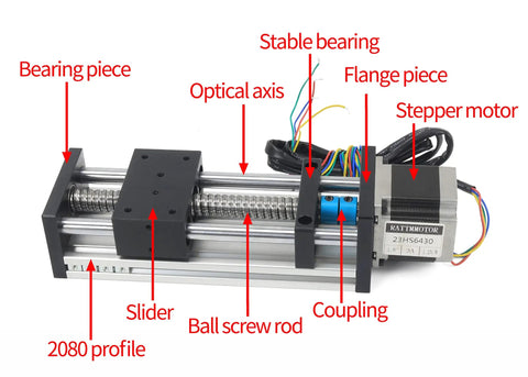 Pro Grade 100mm CNC Linear Stage Actuator With Dual Optical Axis Rails And 1605 Ball Screw Heavy Duty Linear Motion Rail Guide With Nema23 Stepper Motor.