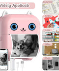 Dope Mini Sticker Printer And Portable Bluetooth Inkless Thermal Photo Maker With Pink Cat Design, compact with printing photo.