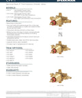 Thermostatic Shower Valve CPV T in rough brass with adjustable temperature stop and sweat-thread connections for easy installation.