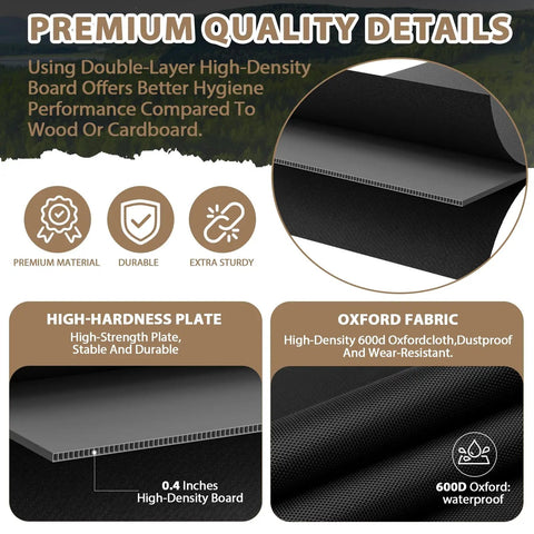 Rock Solid Queen Bunkie Board 57X80 Black Foldable Bed Platform detailed description of premium high-density fabric and board material.
