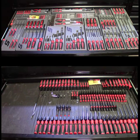 Pro Series 4.0 Magnetic Screwdriver Organizer With Magnetic Base For Secure Tool Drawer Storage Modular System For Pros And DIY Mechanics 12 Holder Pack displayed in drawer with screwdrivers