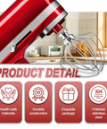 Stainless Steel 6 Wire Whip Attachment For KitchenAid Stand Mixer 4.5 Quart Tilt Head Dishwasher Safe Egg Cream Stirrer Flour Cake Balloon Whisk Replacement on red mixer