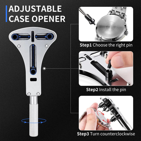 Pro Grade All In One 210 Piece Watch Repair Kit With Battery Change Kit Case Opener Link Remover Spring Bar Tools Screwdrivers