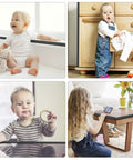 Worry Free Baby Proofing Corner Guards And 20.5 FT Furniture Bumper Strips With Squishy Foam Padding protect playful toddlers around furniture.