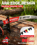 15 Inch Arc Edge Reciprocating Saw Blade Set For Fast Tree Pruning And Wood Cutting, Hardened Teeth With 6TPI, close-up view