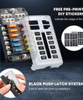12V Marine Fuse Block With Waterproof Housing And LED Indicator, Includes 30 Fuses From 5A To 25A, Easy Diagnostics For Boat RV Car