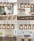 35.4 Inch Kitchen Island Lighting Dope Four Light Farmhouse Chandelier in Black, showcased over modern kitchen and dining areas.