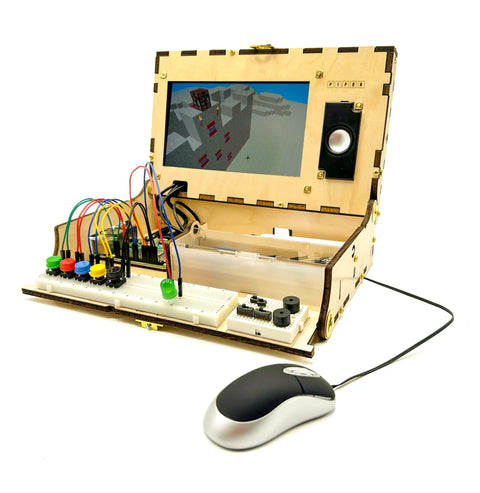 Hands-On Kids Computer Kit For STEAM Learning With Raspberry Pi, Drag-And-Drop Coding, Story Mode, Python Projects, Interactive Games, And Real World Tech Skills, wooden kit with screen