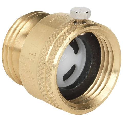 Brass 0.75 Inch Male Hose Thread Vacuum Breaker For Backflow Prevention, shown close-up, self-draining design, brass material