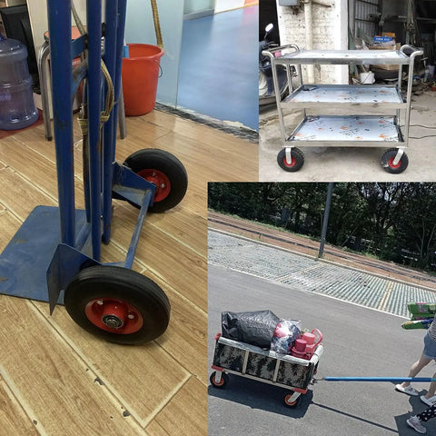 Heavy Duty Swivel Caster Wheels With Reinforced Steel Base And Grip Tight Vacuum Rubber Tires Double Ball Bearings Roll Smooth Under Heavy Loads Without Skipping A Beat on utility cart and hand truck.